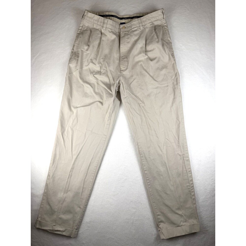 Polo Ralph Lauren Hammond Pant Mens 35x34 Khaki Pleated Cuffed Chino Pants